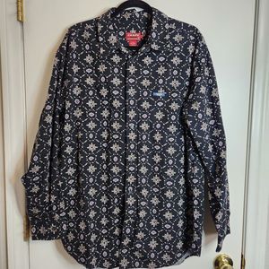 CHAPS Denim Mens LS Button Down Black Patterned Shirt Cotton Sz XLarge